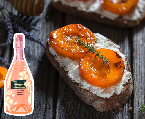 Rose Pairing With Goat Cheese Crostini
